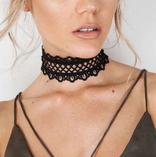 Black Lace Collar Choker Necklace