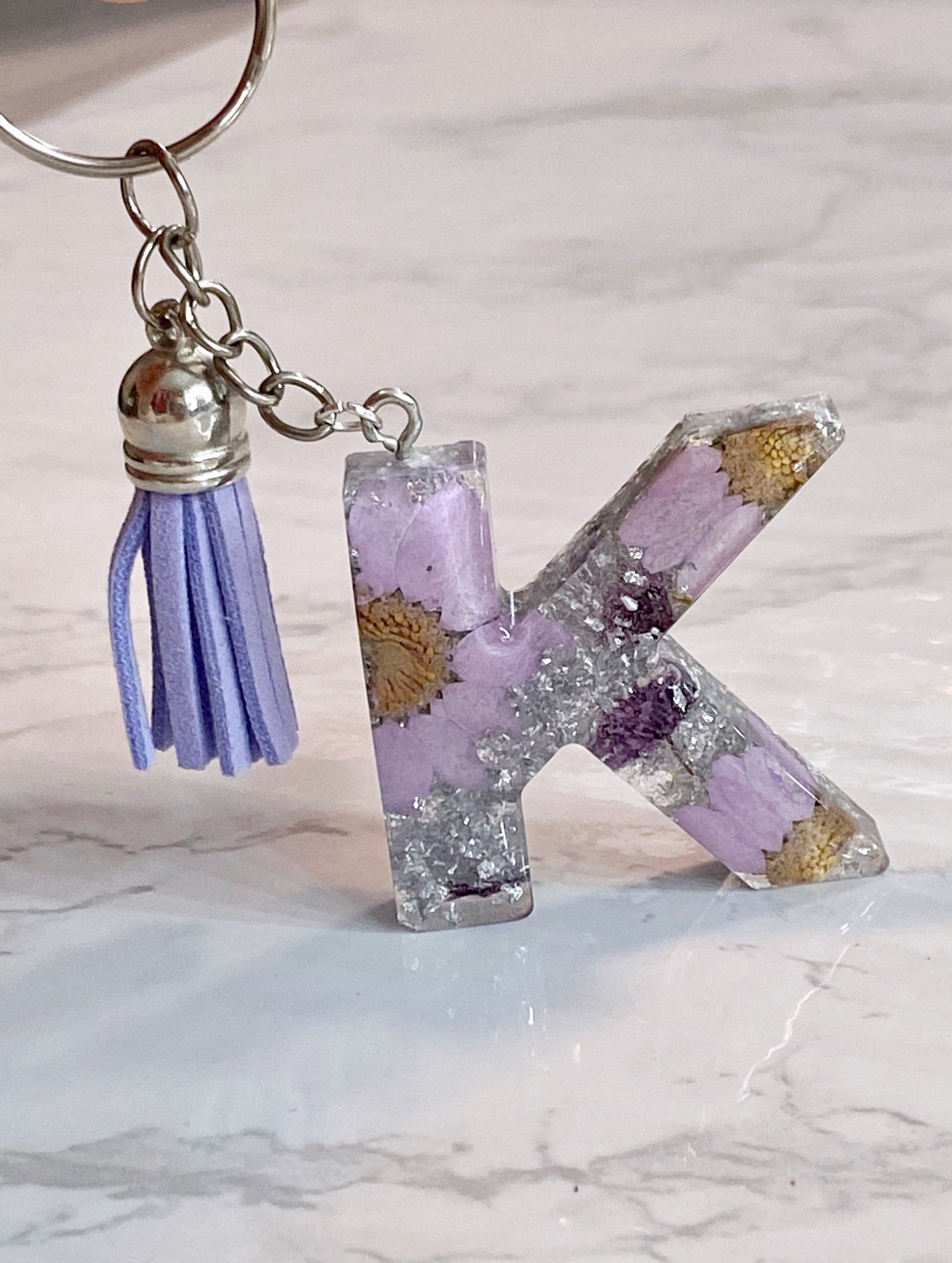 Resin on sale letter keychain