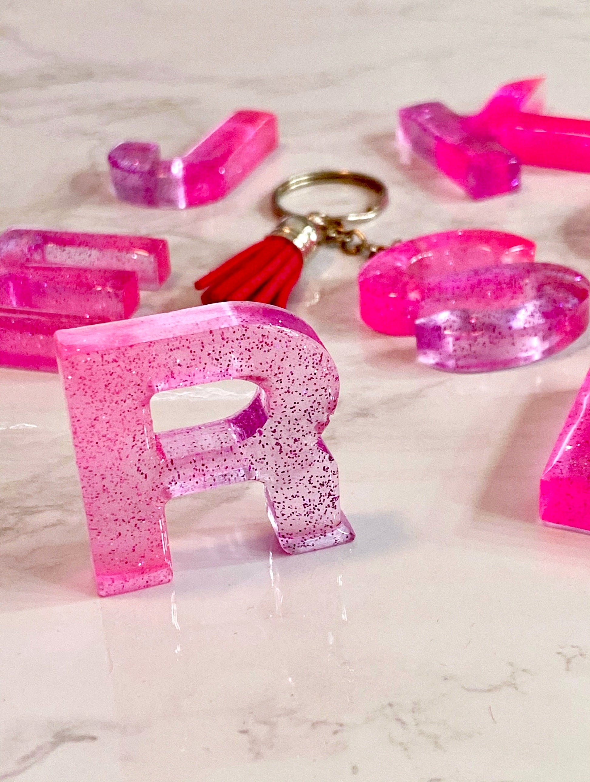 LittleHouseofResin Pink Glitter Keychain